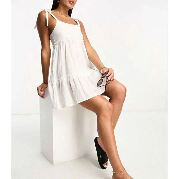 NWT Iisla & Bird Trapeze Mini Beach Summer Dress Cream Size 8 - Picture 1 of 8